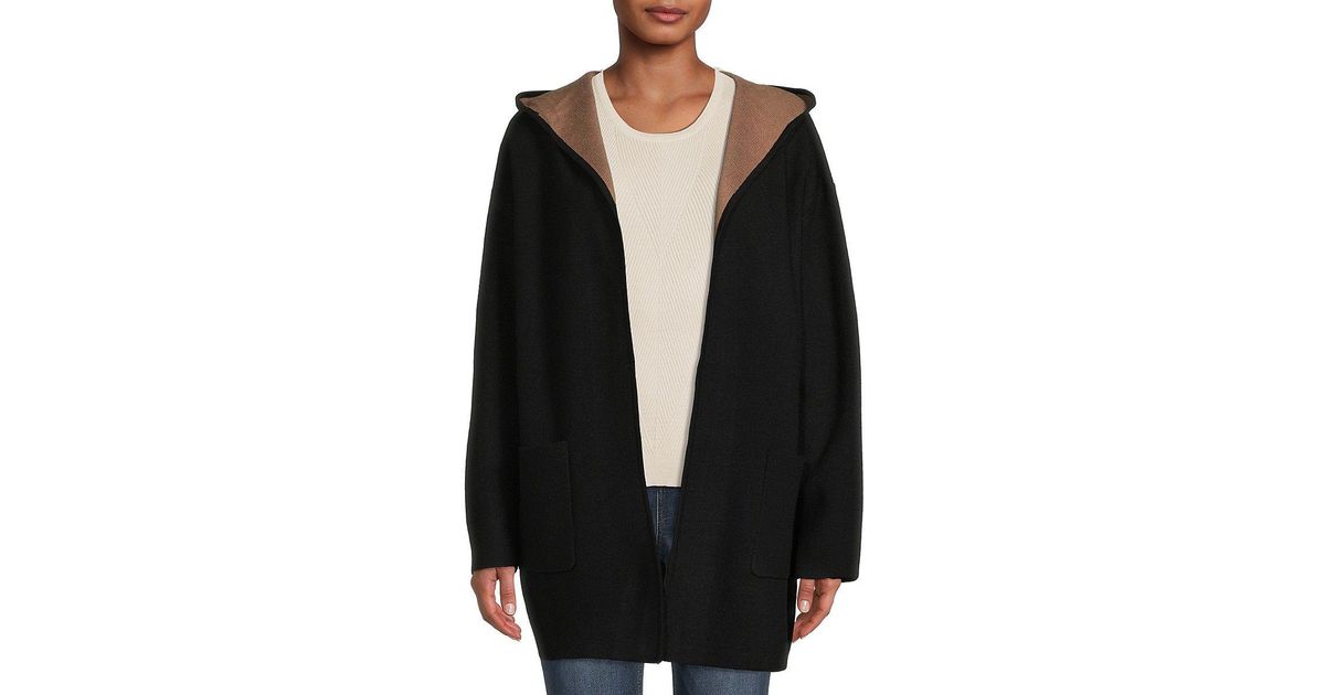 Max Studio Longline Open Front Hoodie in Black Lyst