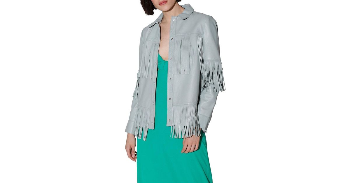 Walter Baker Nash Fringe Leather Jacket in Light Blue (Blue) Lyst