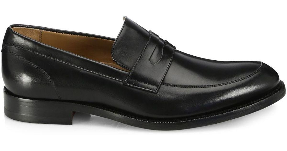 Saks Fifth Avenue Collection Leather Penny Loafers in Black for Men - Lyst