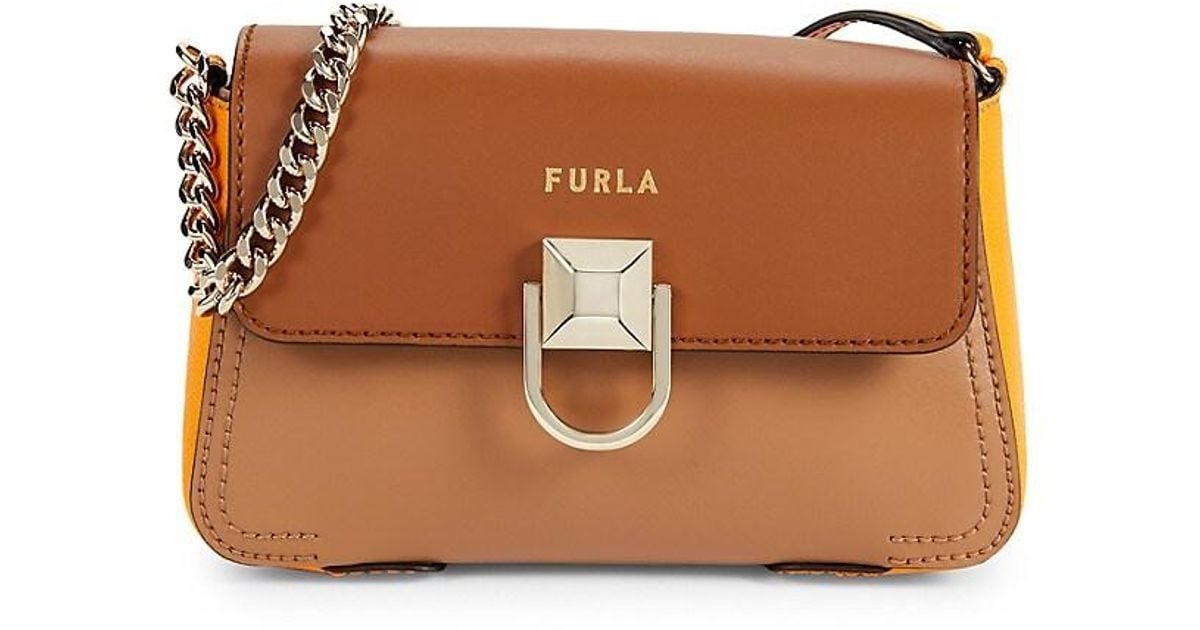 ★ FURLA ★ Circe Mini Crossbody【完売前に!】多色 Furla Mini Circe Colorblock Leather Crossbody Bag in Brown