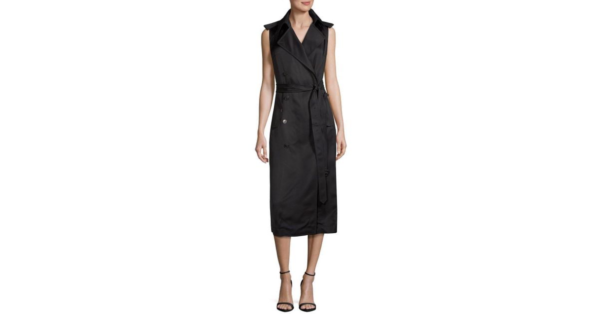 Victoria Beckham Synthetic Sleeveless Trench Coat In Black
