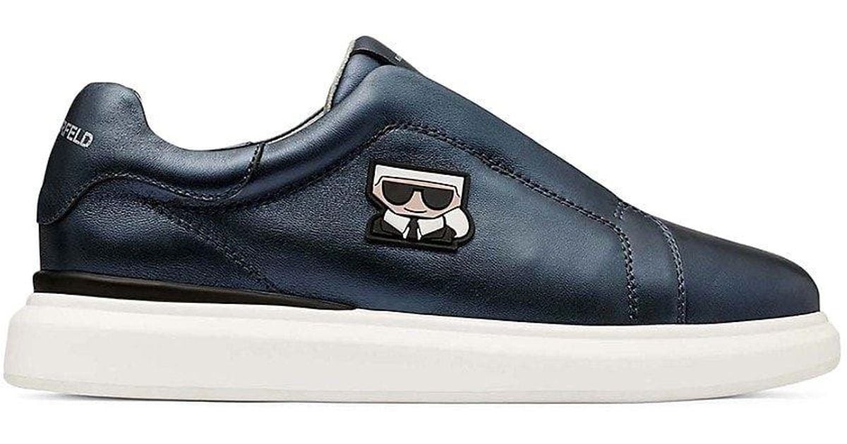 Karl Lagerfeld Karl Slip On Leather Sneakers in Blue for Men Lyst