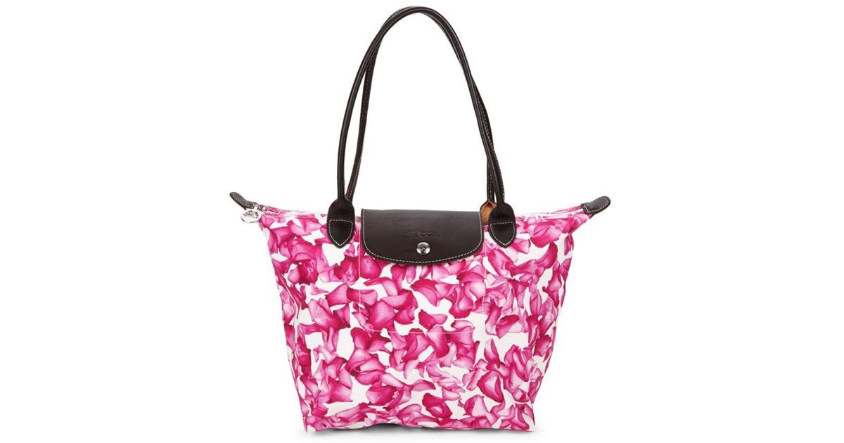 Longchamp Leather Floral Winged Tote in 