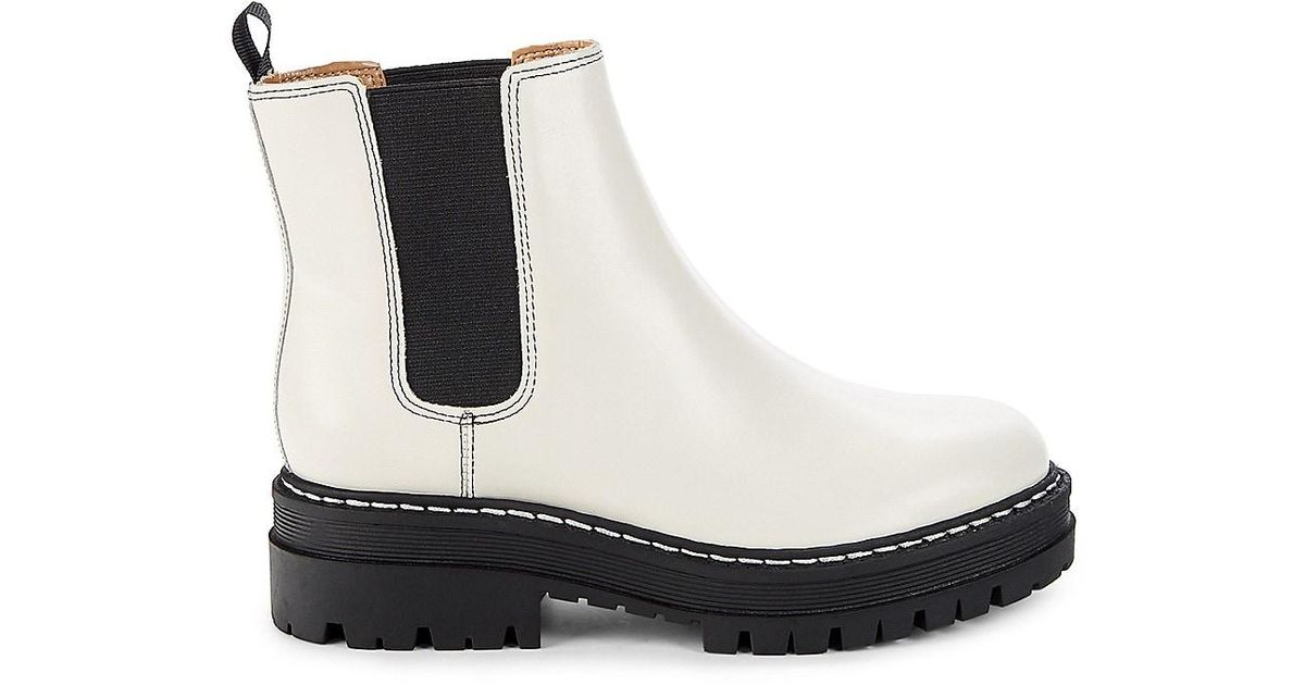 Marc Fisher Pirro Leather Chelsea Boots in Ivory (White) - Lyst