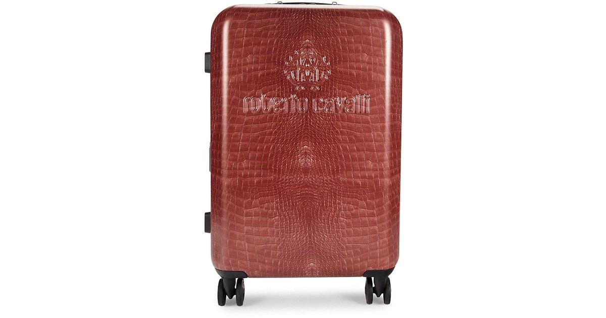 Roberto Cavalli Matte 24-inch Croc-embossed Spinner Suitcase in Red | Lyst
