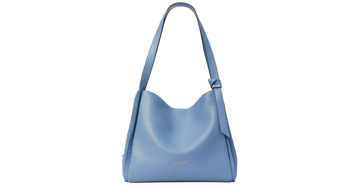 Kate Spade Knott Pebbled Leather & Suede Shoulder Bag in Blue | Lyst