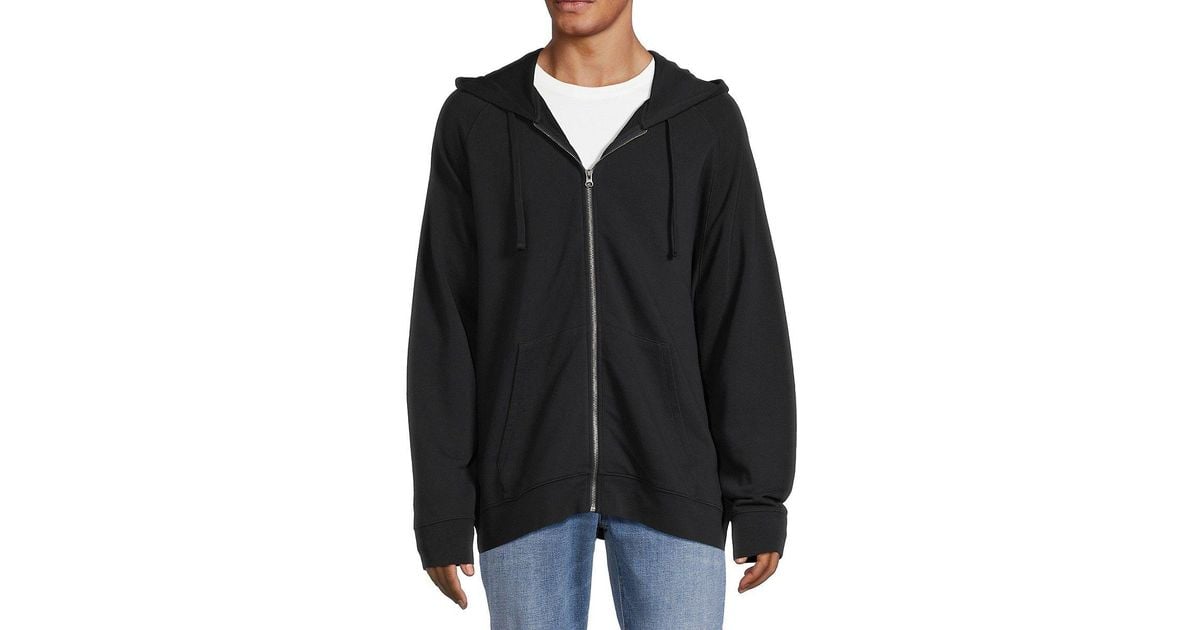 Vince Raglan Sleeve Zip Hoodie in Black for Men Lyst