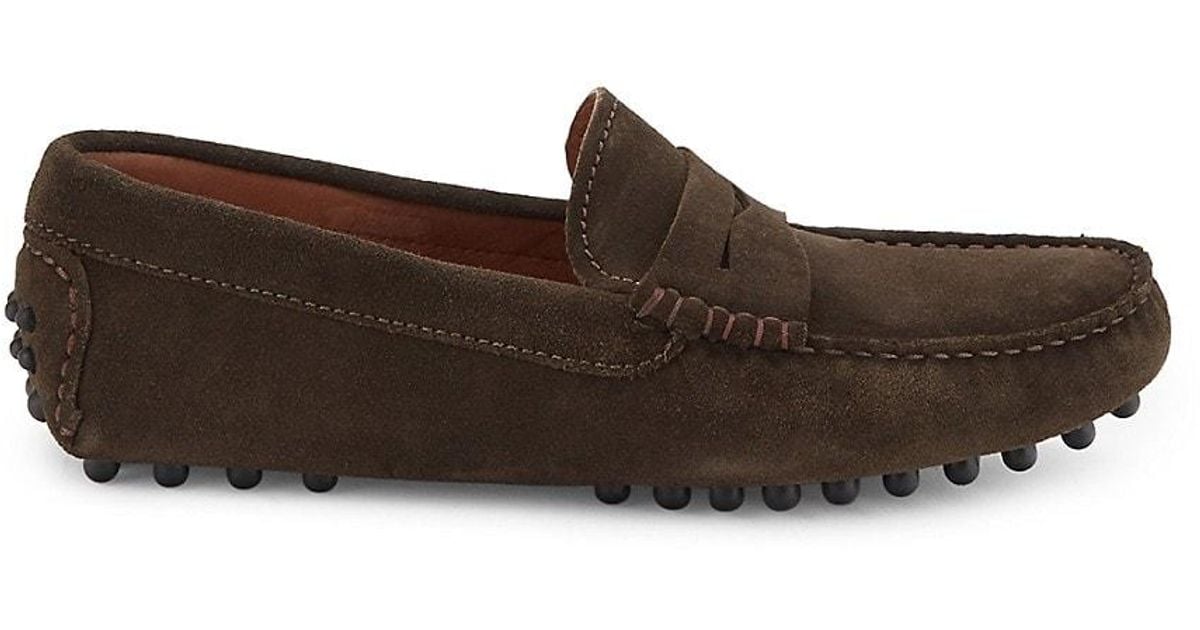 Saks Fifth Avenue Suede Driving Penny Loafers in Brown Lyst UK