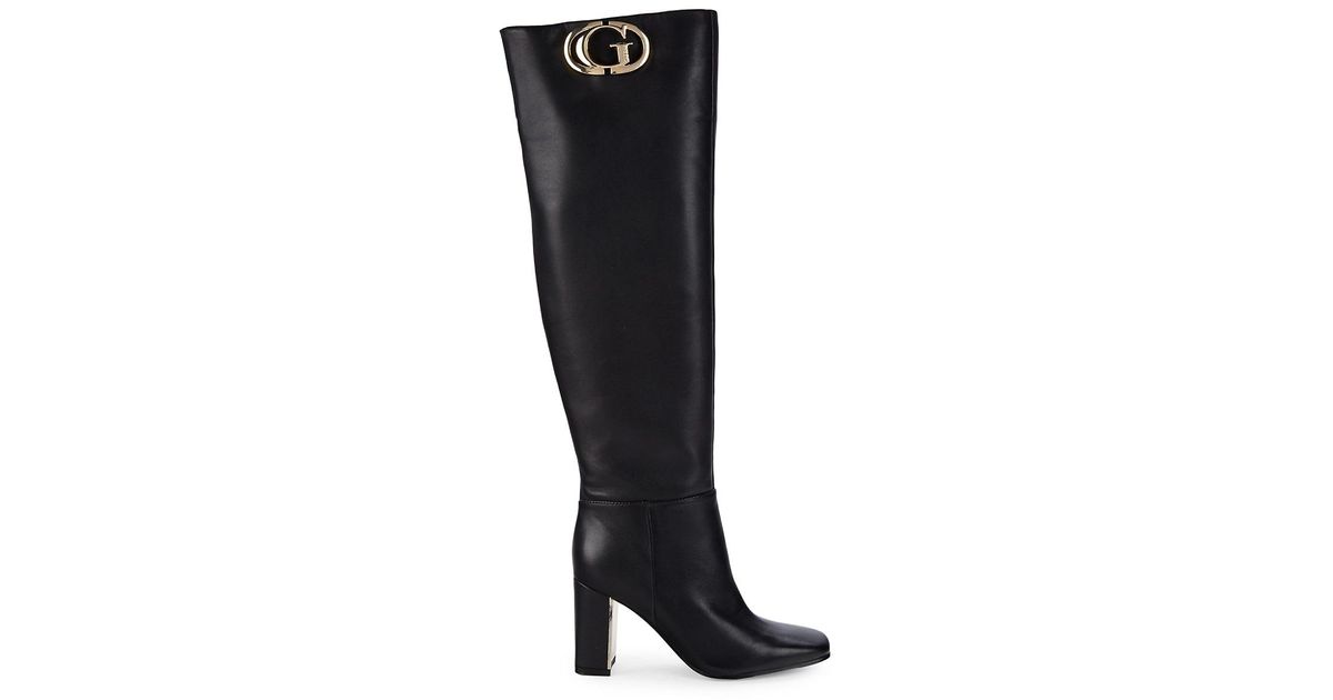 Guess Elandre Leather Overtheknee Boots in Black Lyst
