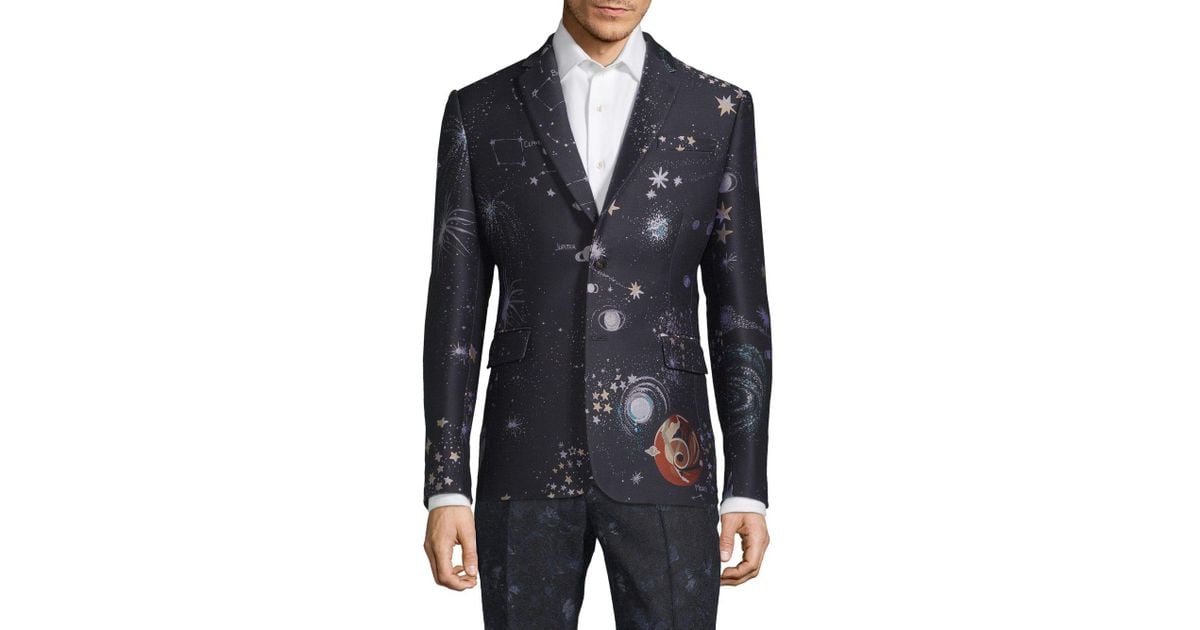 Valentino Galaxy Suit Jacket in Blue for Men | Lyst
