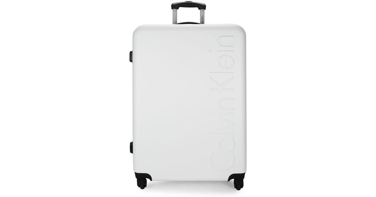 Calvin Klein Logo 27-inch Spinner Suitcase in White | Lyst