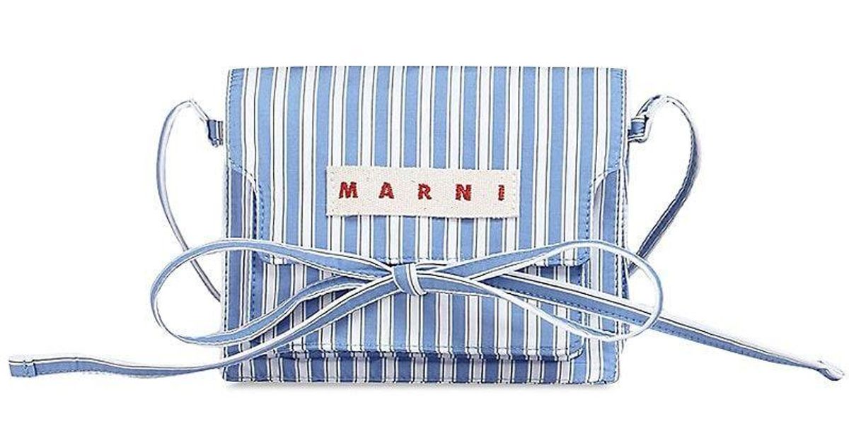 Marni Mini Striped Poplin Accordion Bag in Blue Lyst