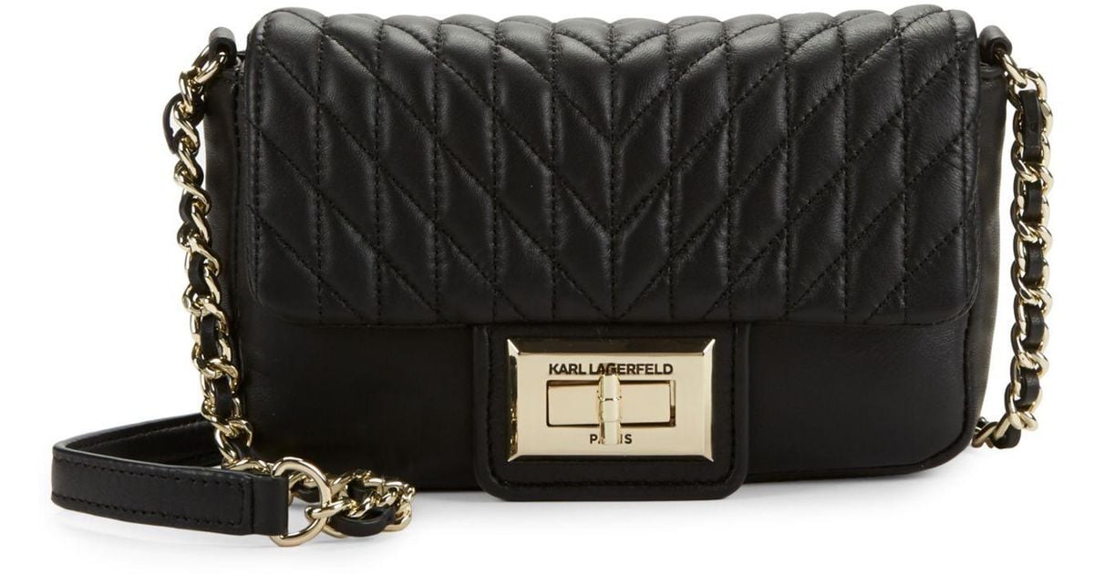 Karl Lagerfeld Agyness Leather Crossbody Bag in Black Lyst