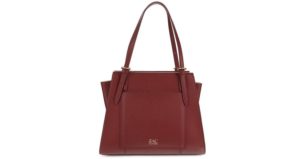 Zac Zac Posen Alice Leather Work Tote in Red | Lyst