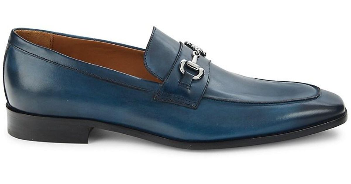 Massimo Matteo Leather Bit Loafers in Blue for Men | Lyst