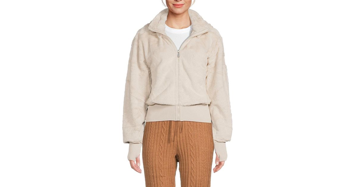 DKNY Textured Hooded Teddy Jacket in White Lyst UK