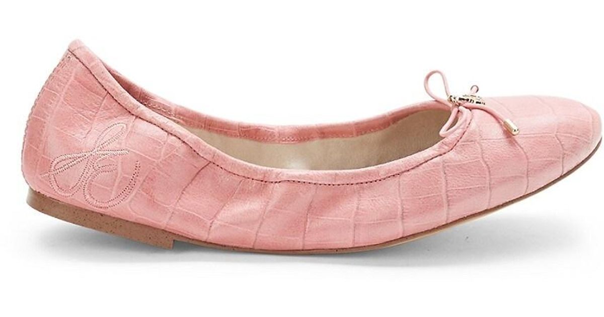 Sam Edelman Felicia Embossed Leather Ballet Flats in Pink