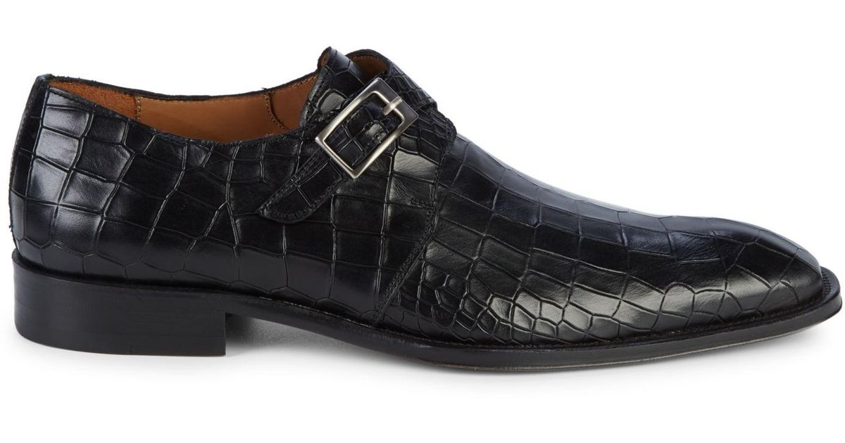 calvin klein robbie black embossed double monk strap shoes