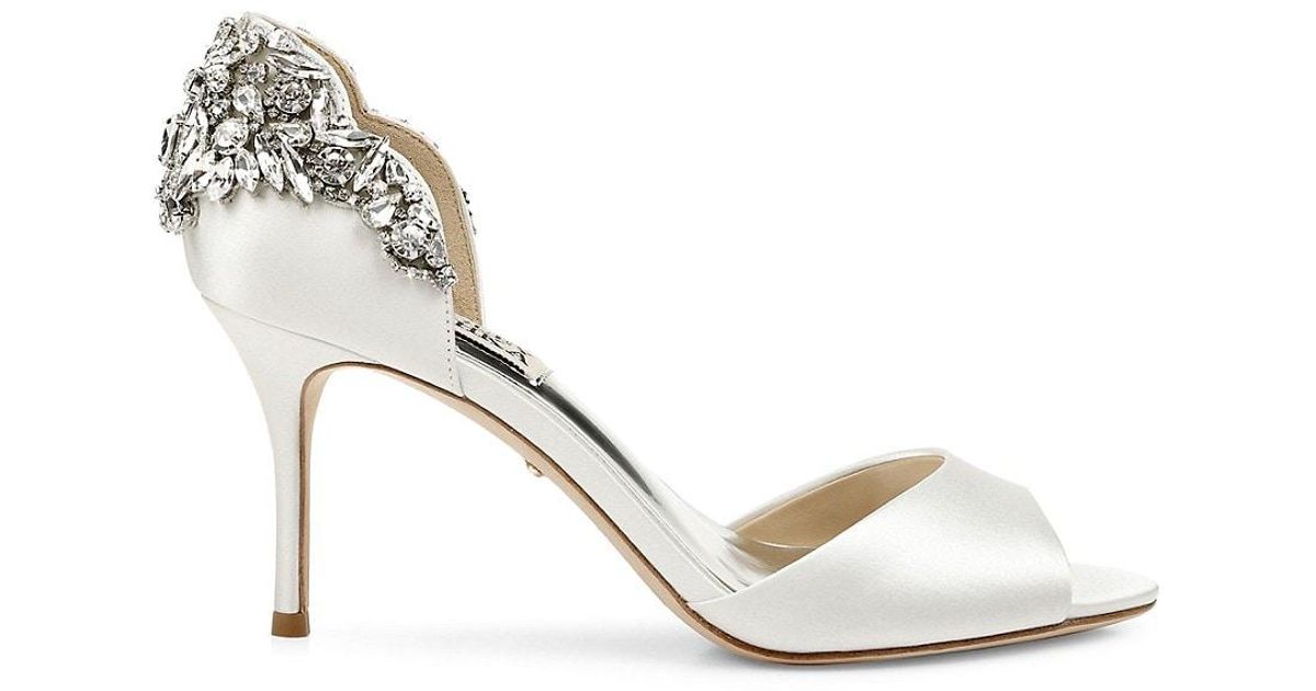 badgley mischka white satin