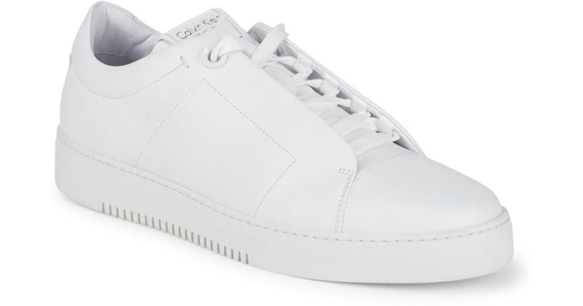 calvin klein white leather sneakers