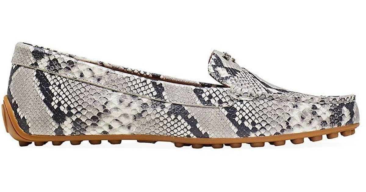 Kate Spade Deck Snakeskinembossed Leather Loafers in White Lyst