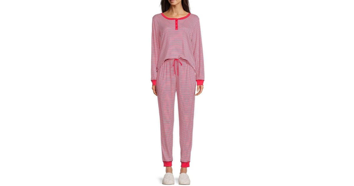 Kensie 2 Piece Striped Pajama Set in Pink Lyst UK