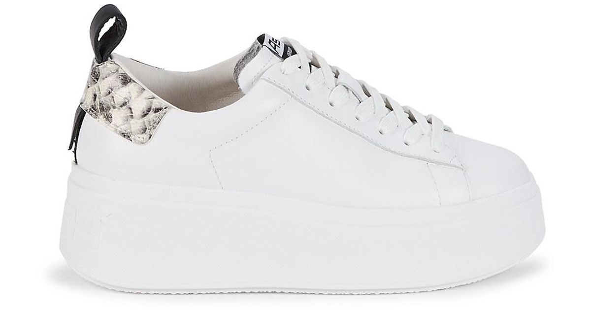 Ash Moon Leather & Snake-print Platform Sneakers in White | Lyst