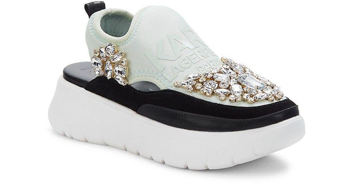 Karl Lagerfeld Embellished Colorblock Slipon Sneakers in Black Lyst