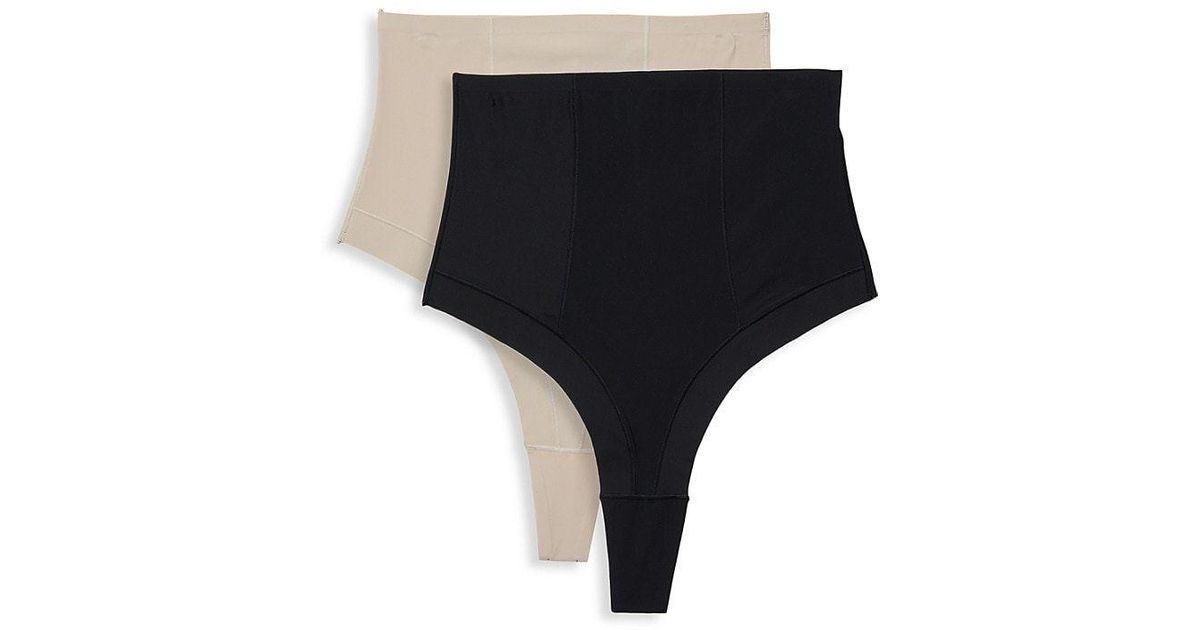 Ava & Aiden 2pack Control Top Thongs in Black Lyst