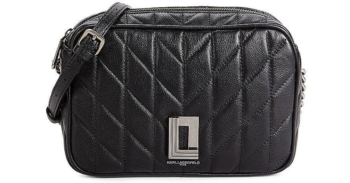 Karl Lagerfeld Lafayette Quilted Leather Crossbody Bag in Black Lyst