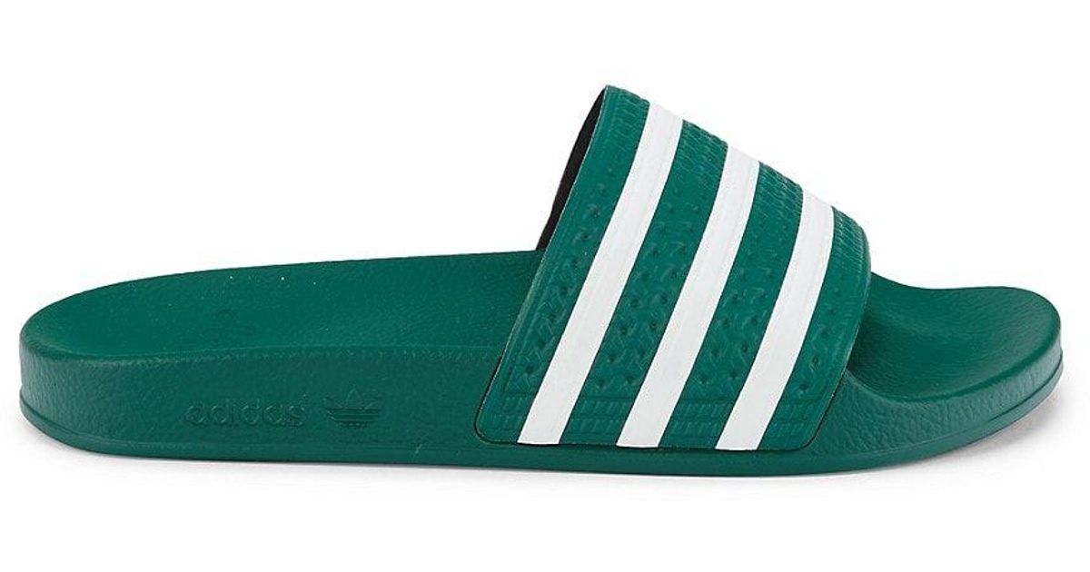 adidas Adilette Pool Slides in Green Lyst