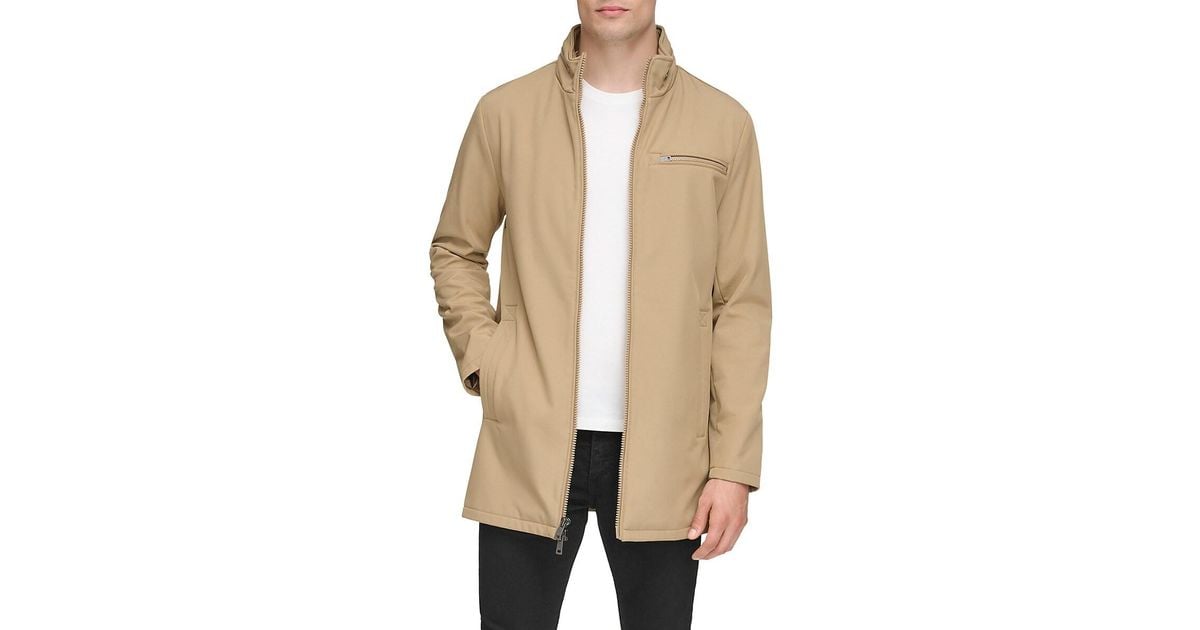 Kenneth Cole Softshell Hooded Raincoat in Natural for Men Lyst