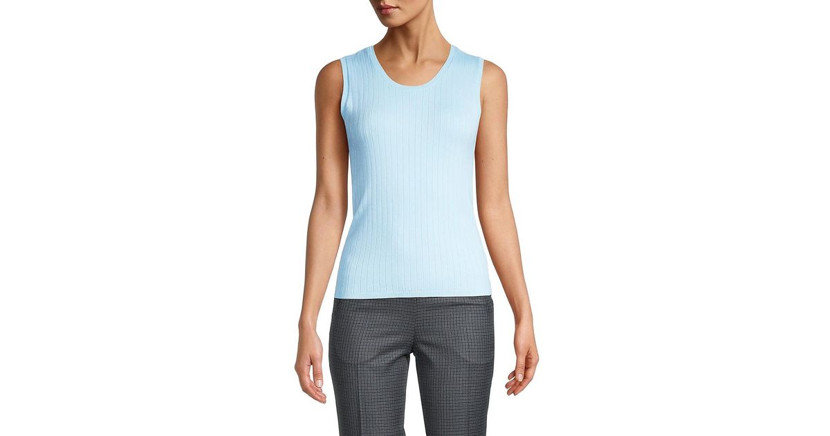 Calvin Klein Synthetic Ribbed Tank Top in Cool (Blue) Lyst