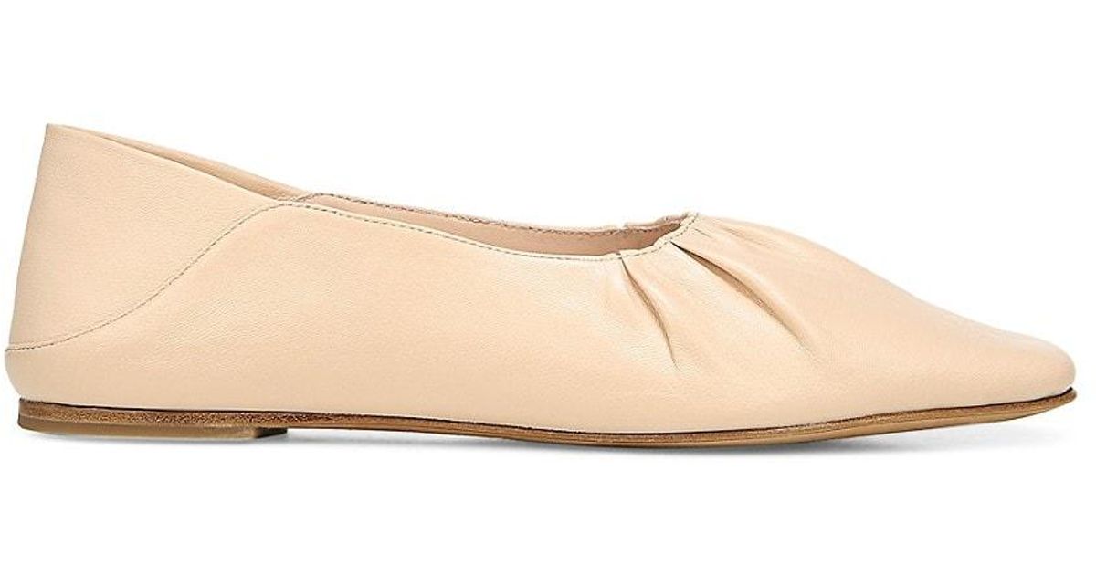 Vince Kali Squaretoe Leather Ballet Flats in Natural Lyst UK