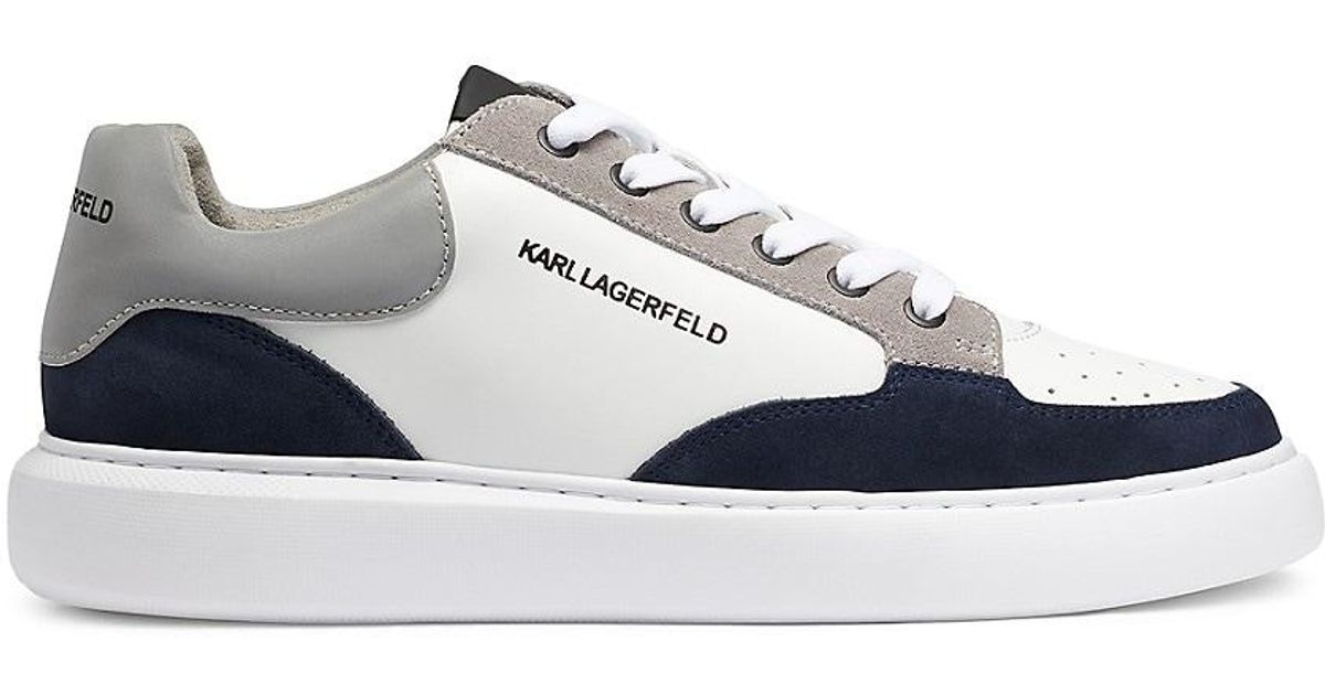 Karl Lagerfeld Suede Leather With Perforated Toe Sneaker in White for ...