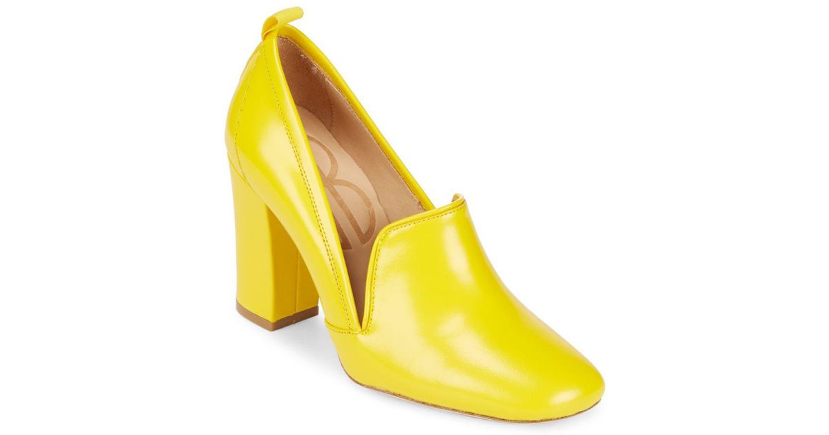 yellow closed toe heels