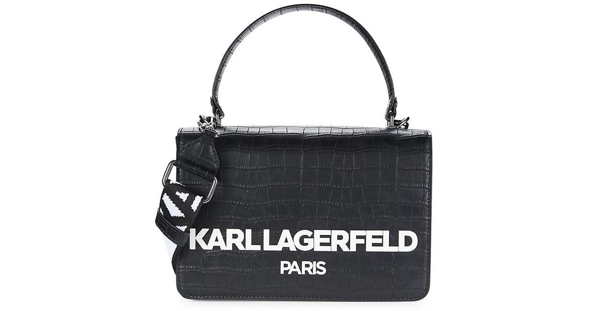 Karl Lagerfeld Simone Croc-embossed Satchel in Black | Lyst Canada