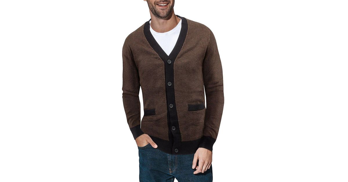 Xray Jeans X Ray Herringbone V Neck Cardigan in Gray for Men Lyst