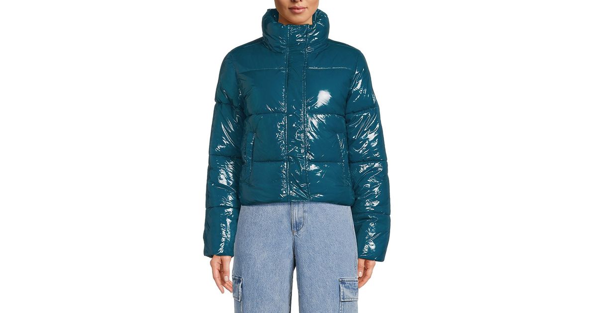Noize Coco Cropped Puffer Jacket in Blue Lyst UK