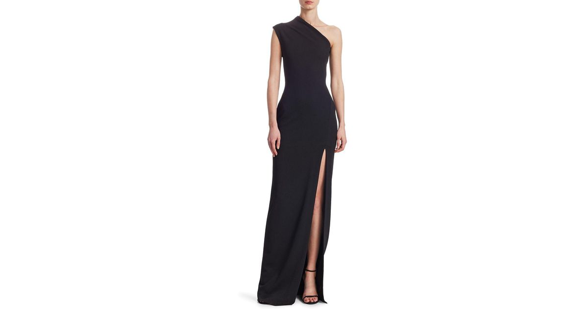 Solace London Synthetic Averie One-shoulder Stretch-knit Gown in Black ...