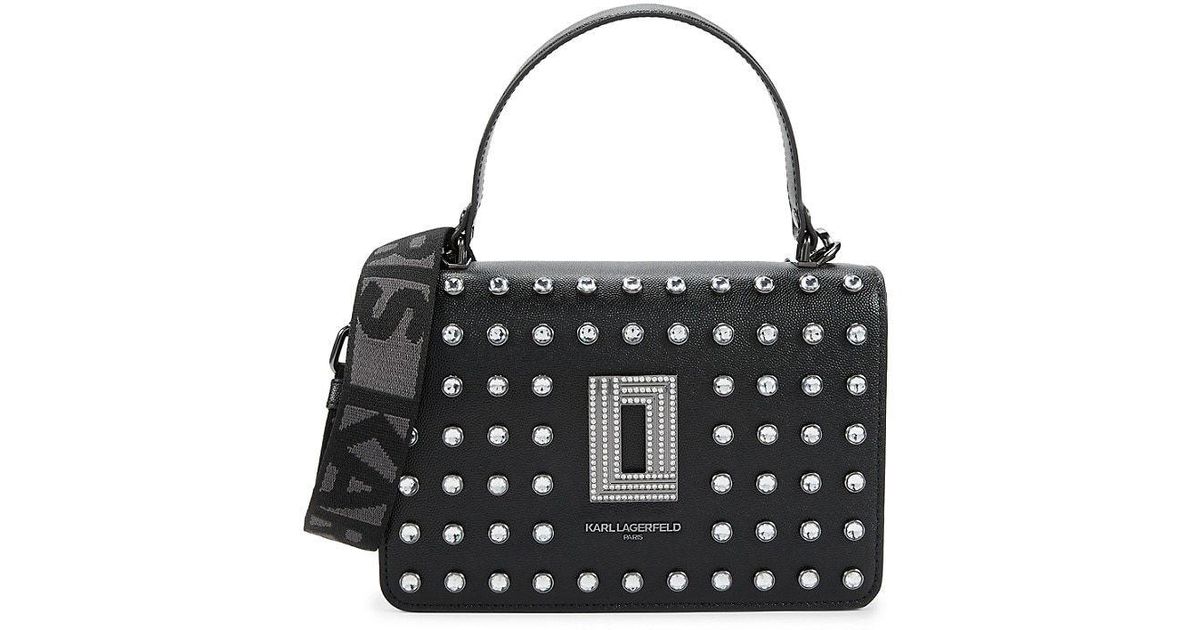 Karl Lagerfeld Simone Crystals Leather Crossbody Bag in Black Lyst
