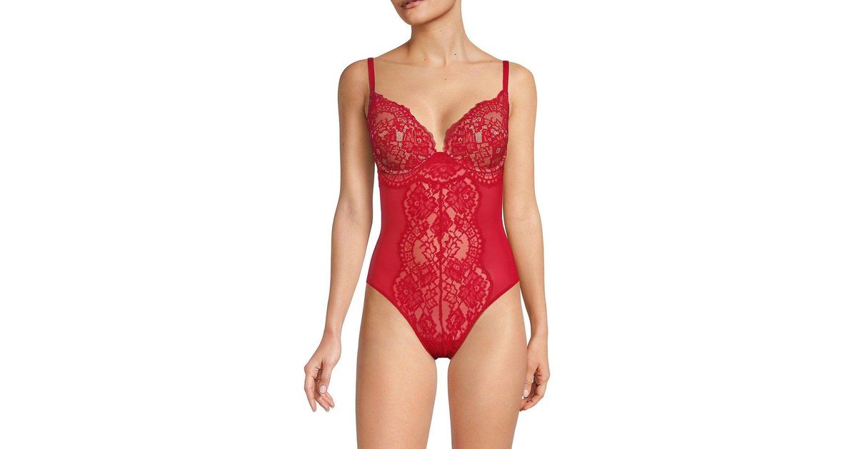 Wolford Lace Shapewear Bodysuit in Red Lyst