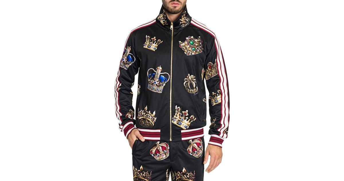 Dolce & Gabbana Crown Print Track Jacket in Black for Men | Lyst Canada