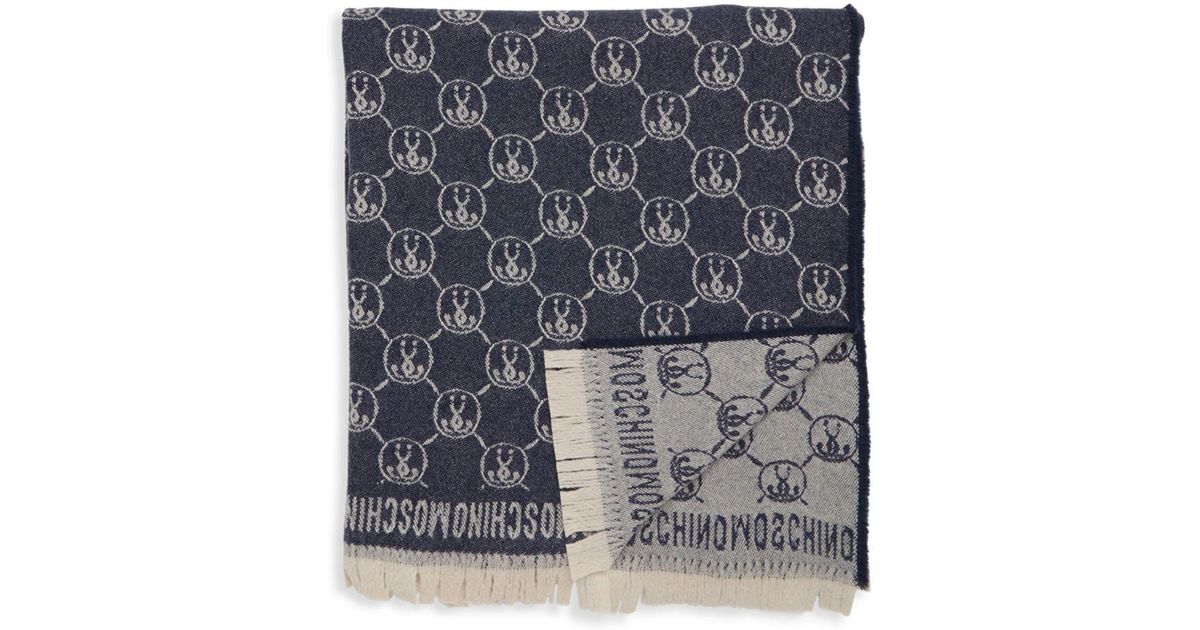 Moschino Logo Design Wool Blanket Scarf 