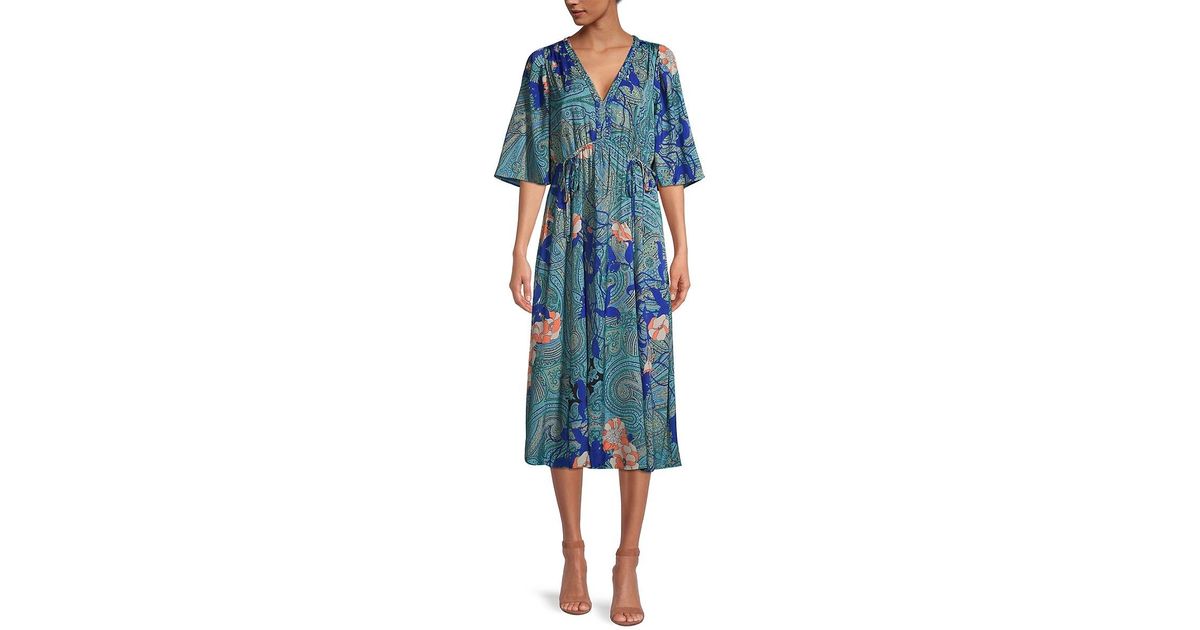 Kobi Halperin Vanessa Printed Midi Dress in Blue | Lyst