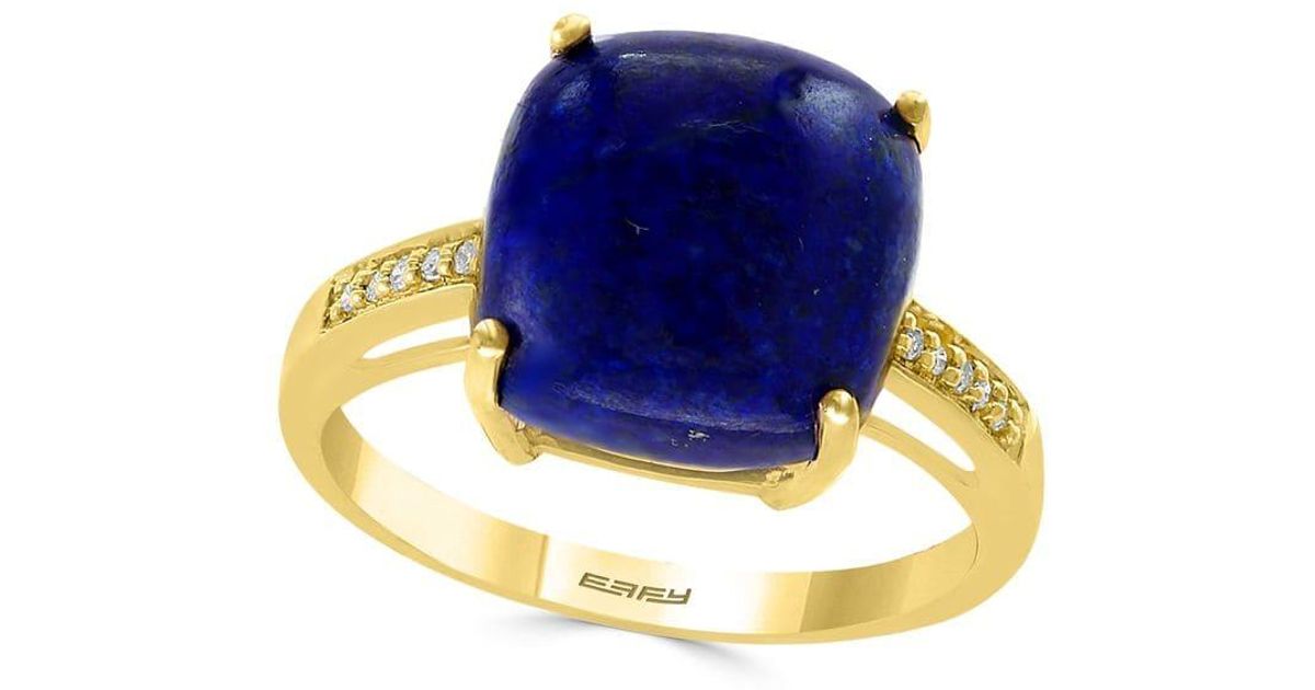 14k Yellow Gold, Lapis Lazuli 