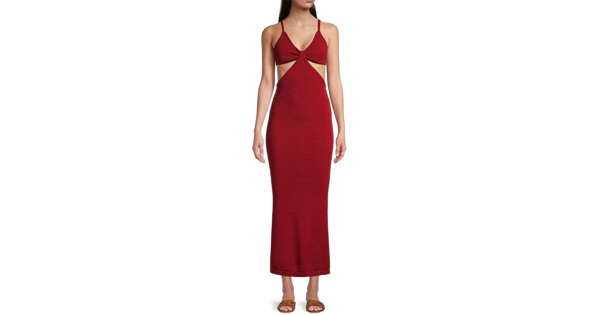 Cult Gaia Serita Knit Cutout Maxi Dress in Red | Lyst