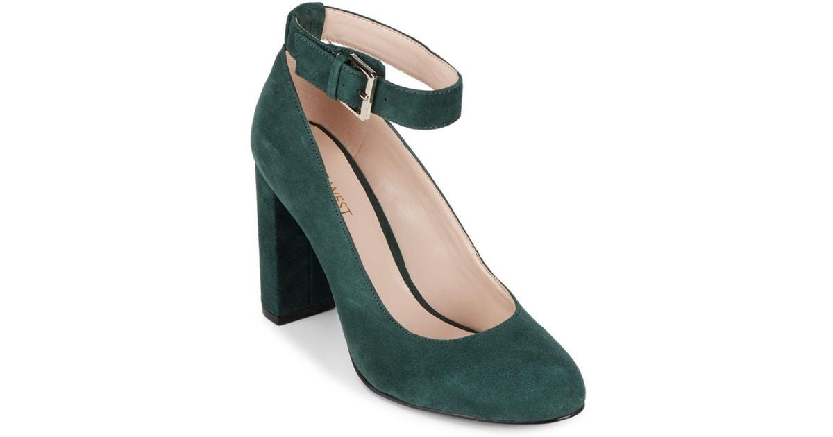 dark green suede heels