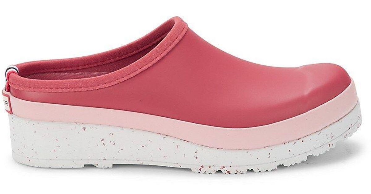 HUNTER Play Speckled Sole Clogs in Pink | Lyst