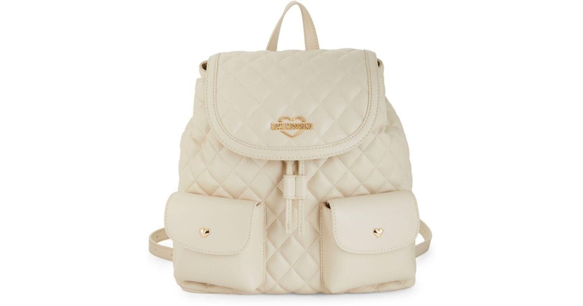 Love Moschino Diamond Quilted Backpack in Ivory (White) Lyst